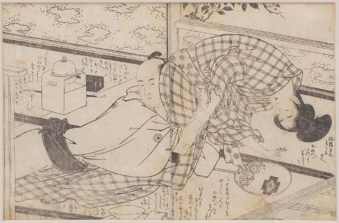 18th Century Shunga Woodblock Print by Utagawa Toyokuni I